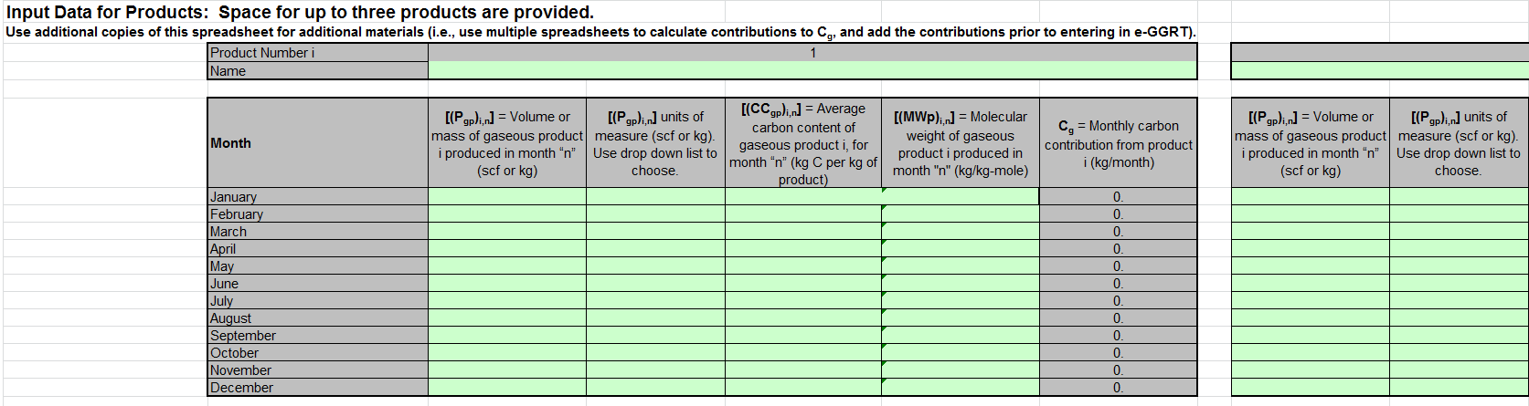 X-1 Monthly Input Spreadsheet Data Entry into the Green Cells
